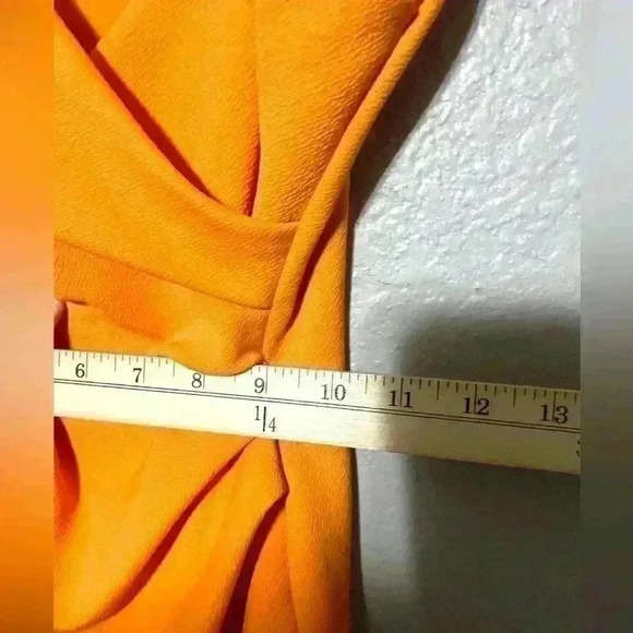 PrettyLittleThing Lauriell Bright Orange Wrap Front Crepe Midi Dress Size Small - Picture 10 of 10